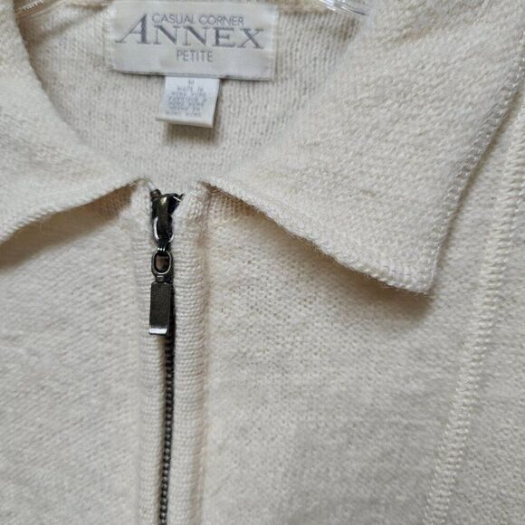 Women's CASUAL CORNER ANNEX Petite Zip Up Cardigan Sweater Medium Vintage - Picture 5 of 7